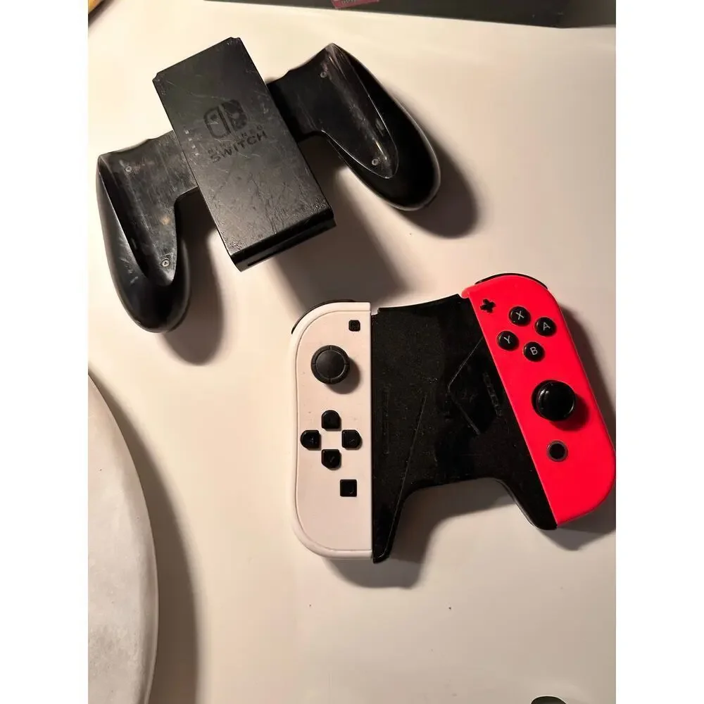 Nintendo Switch White Red Joy-Con Grip Holder & Controller Set